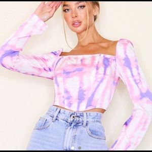 Lilac Tie Dye Structured Crop Top